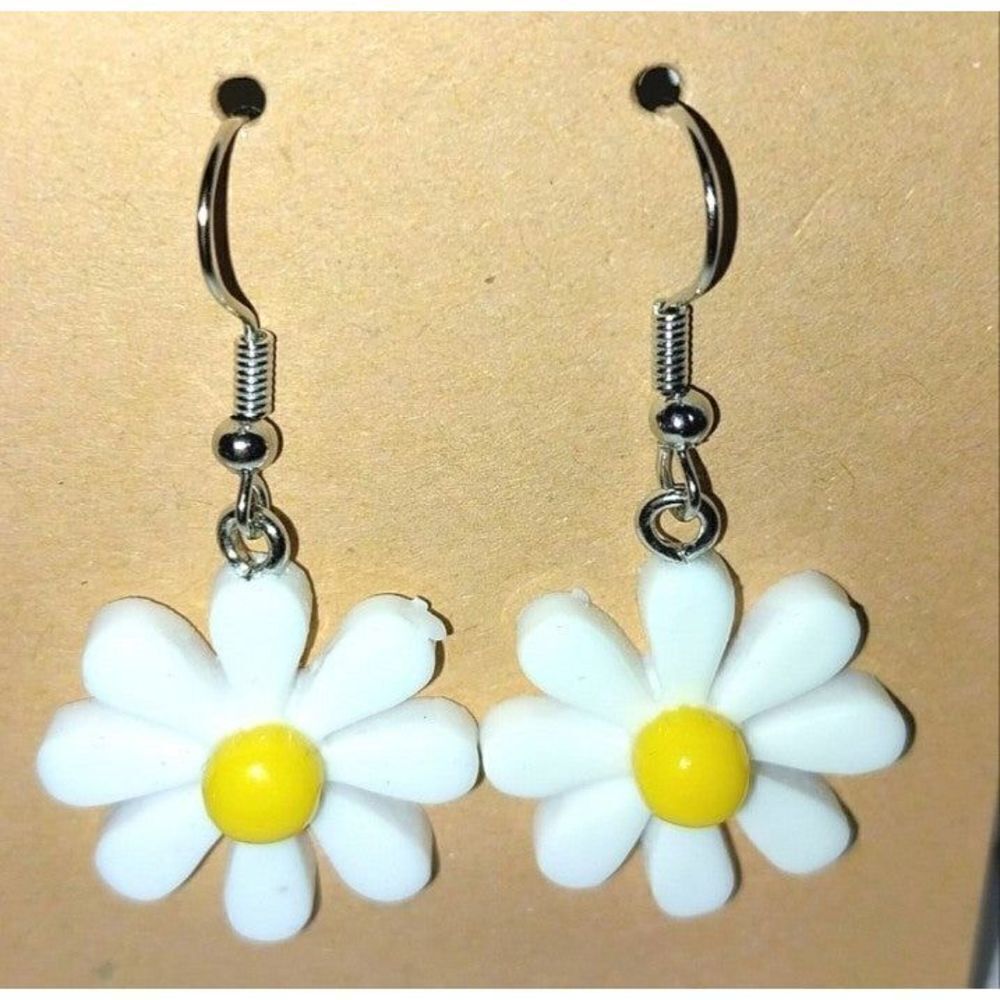White floral earrings